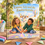 Personalisiertes Kinderbuch „Emma, Leo und die Zauberkreide“ als Hardcover