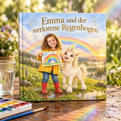 Personalisiertes Kinderbuch „Emma und der verlorene Regenbogen“ als Hardcover