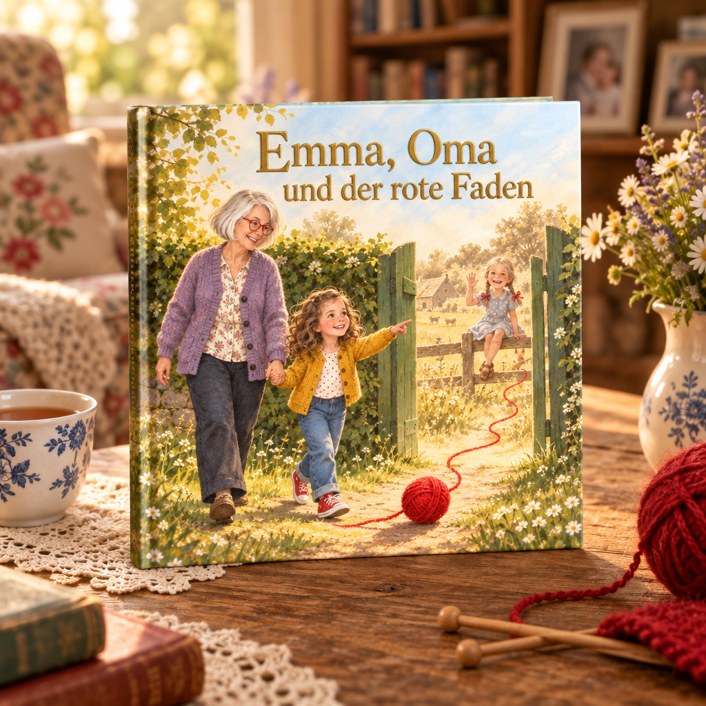 Personalisiertes Kinderbuch „Emma, Oma und der rote Faden“ als Hardcover